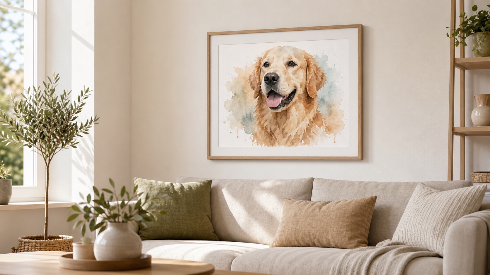 AI-generated poster on a wall with brushwork detail