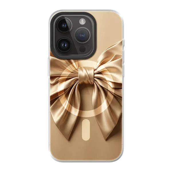 Champagne Satin Origami Bow Design Case