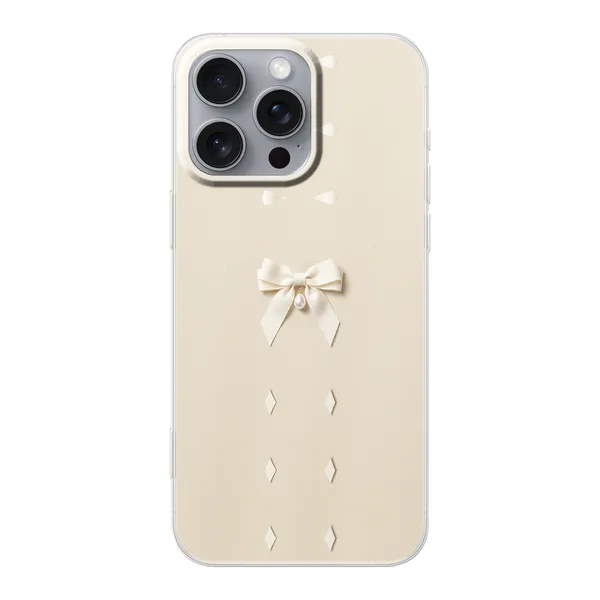 Ivory Ribbon Pearl Drop Bow Case