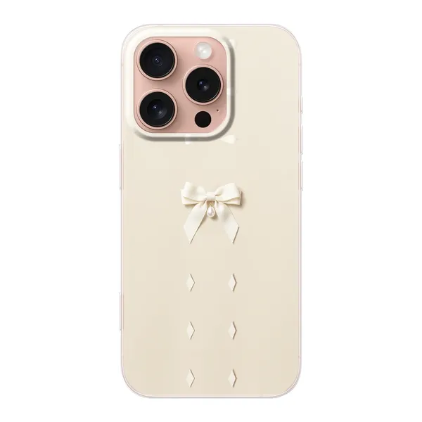 Ivory Ribbon Pearl Drop Bow Case