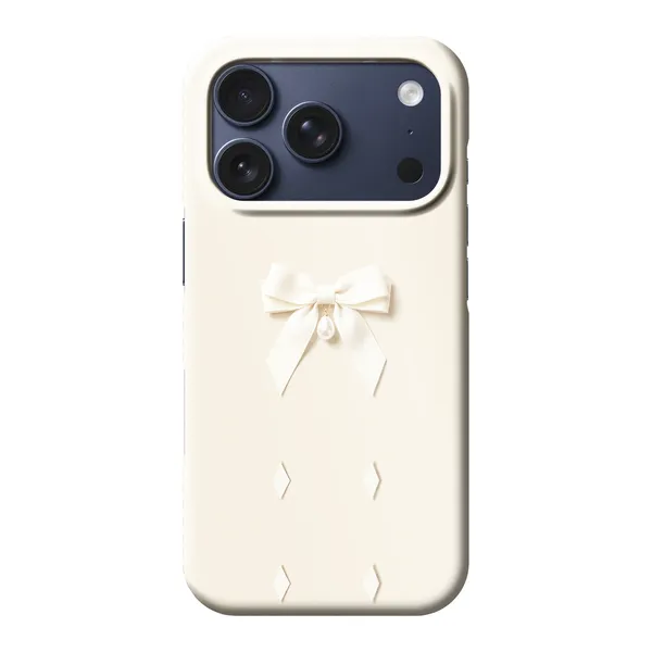 Ivory Ribbon Pearl Drop Bow Design Case