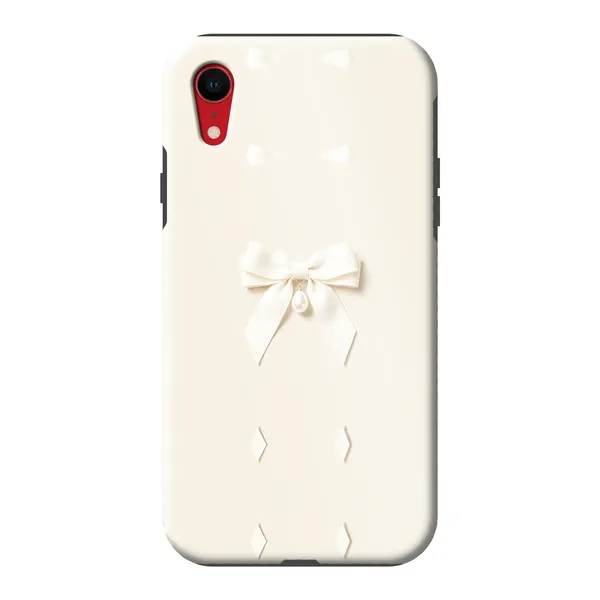 Ivory Ribbon Pearl Drop Bow Case