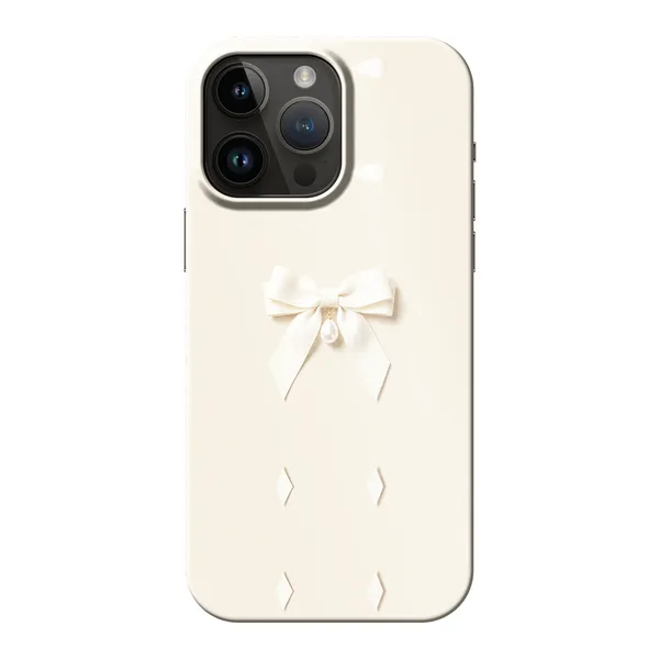 Ivory Ribbon Pearl Drop Bow Design Case