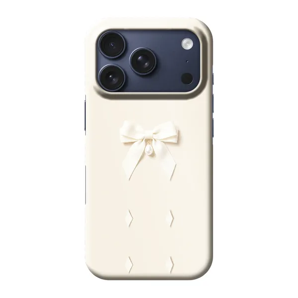 Ivory Ribbon Pearl Drop Bow Design Case