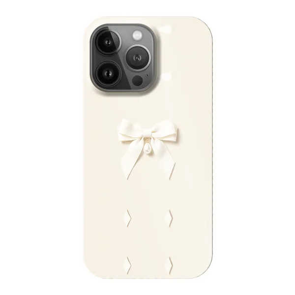 Ivory Ribbon Pearl Drop Bow Design Case