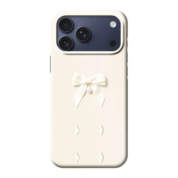 Ivory Ribbon Pearl Drop Bow Design Case