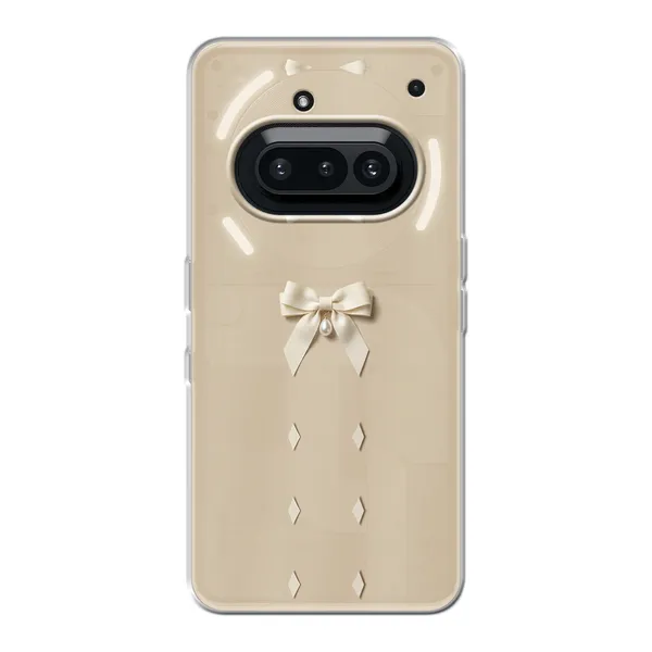 Ivory Ribbon Pearl Drop Bow Case