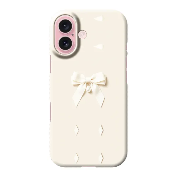 Ivory Ribbon Pearl Drop Bow Design Case